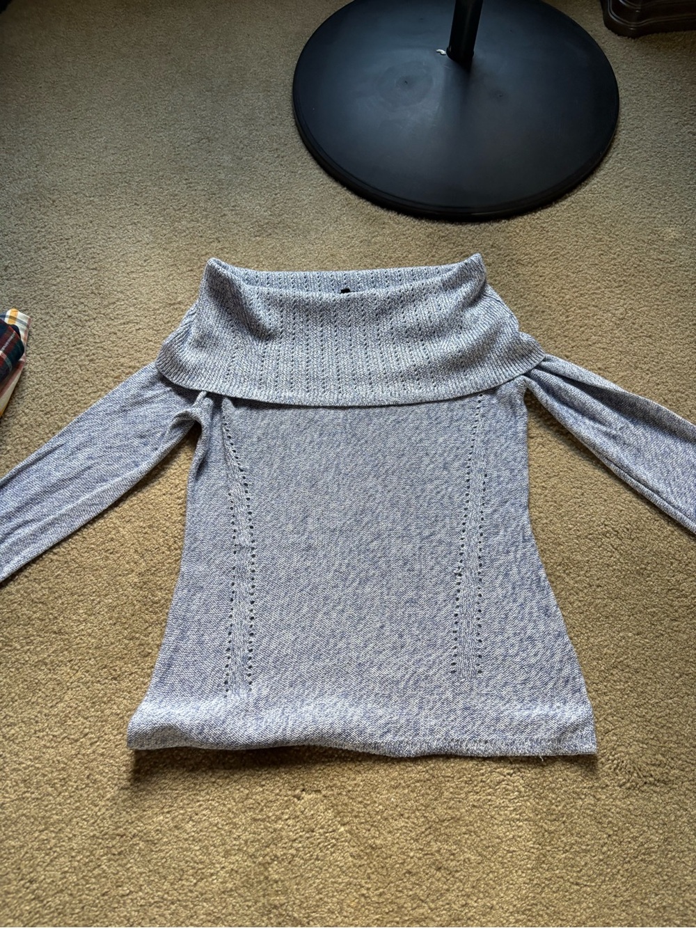 White House Black Market Heather Gray Off-the-Shoulder Foldover Sweater